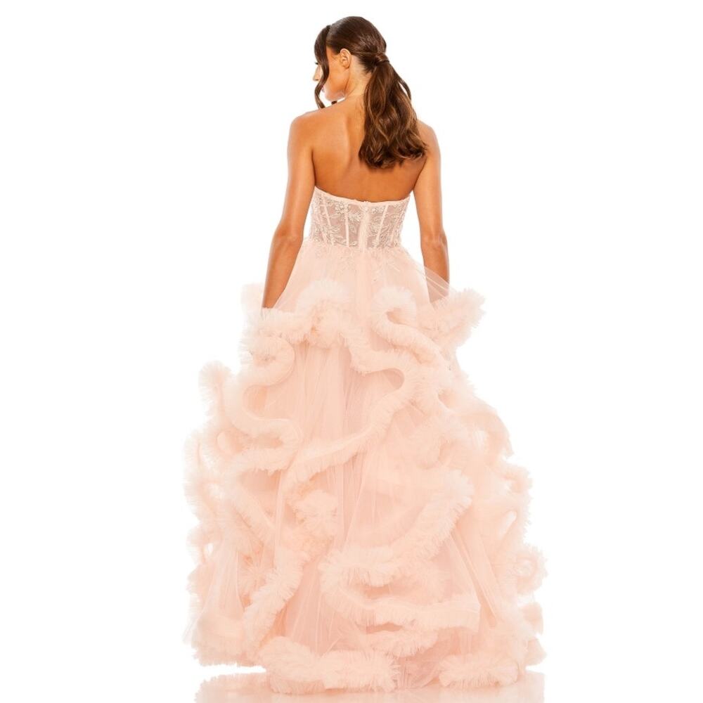 MAC DUGGAL Blush Pink Sheer Corset Hand Beaded Embroidered Ballroom Dress Size 8 - Picture 3 of 16